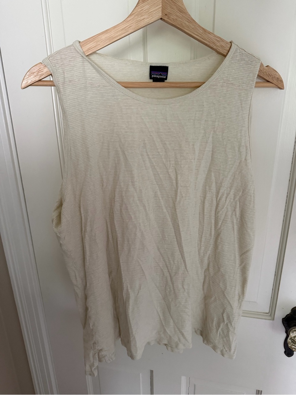 Patagonia Women’s Cream Lightly Striped Sleeveless Tank Top